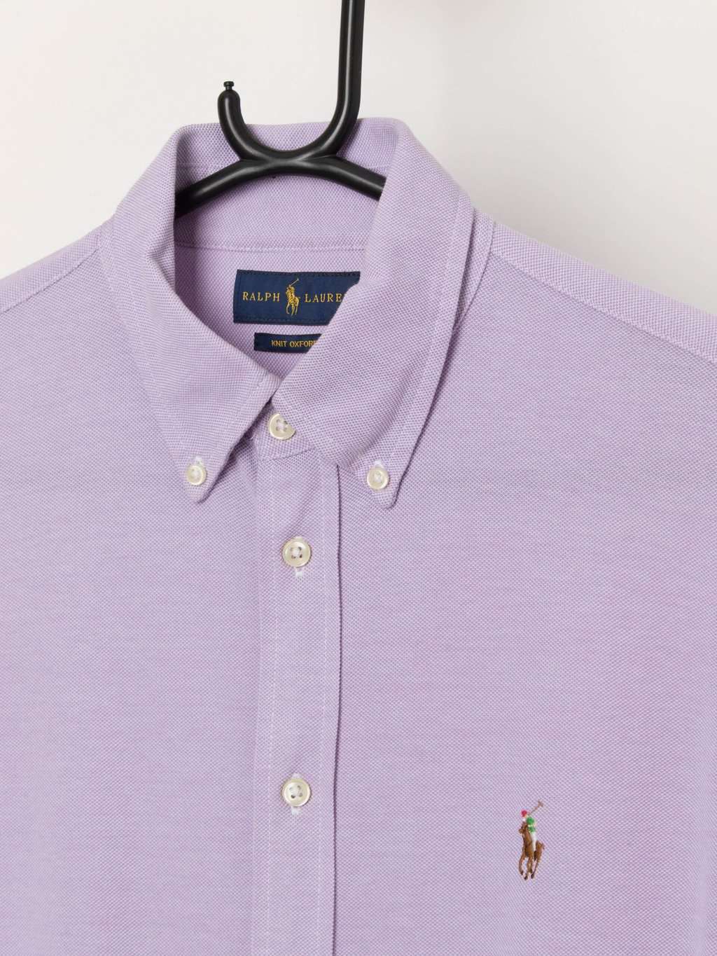 Ralph Lauren Knit Oxford button down shirt in lilac with long sleeves - Medium - Image 2