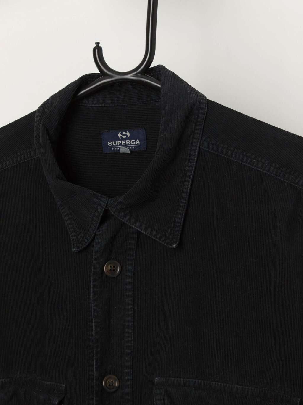 Vintage Superga corduroy shirt in black with two chest pockets - Medium - Image 2
