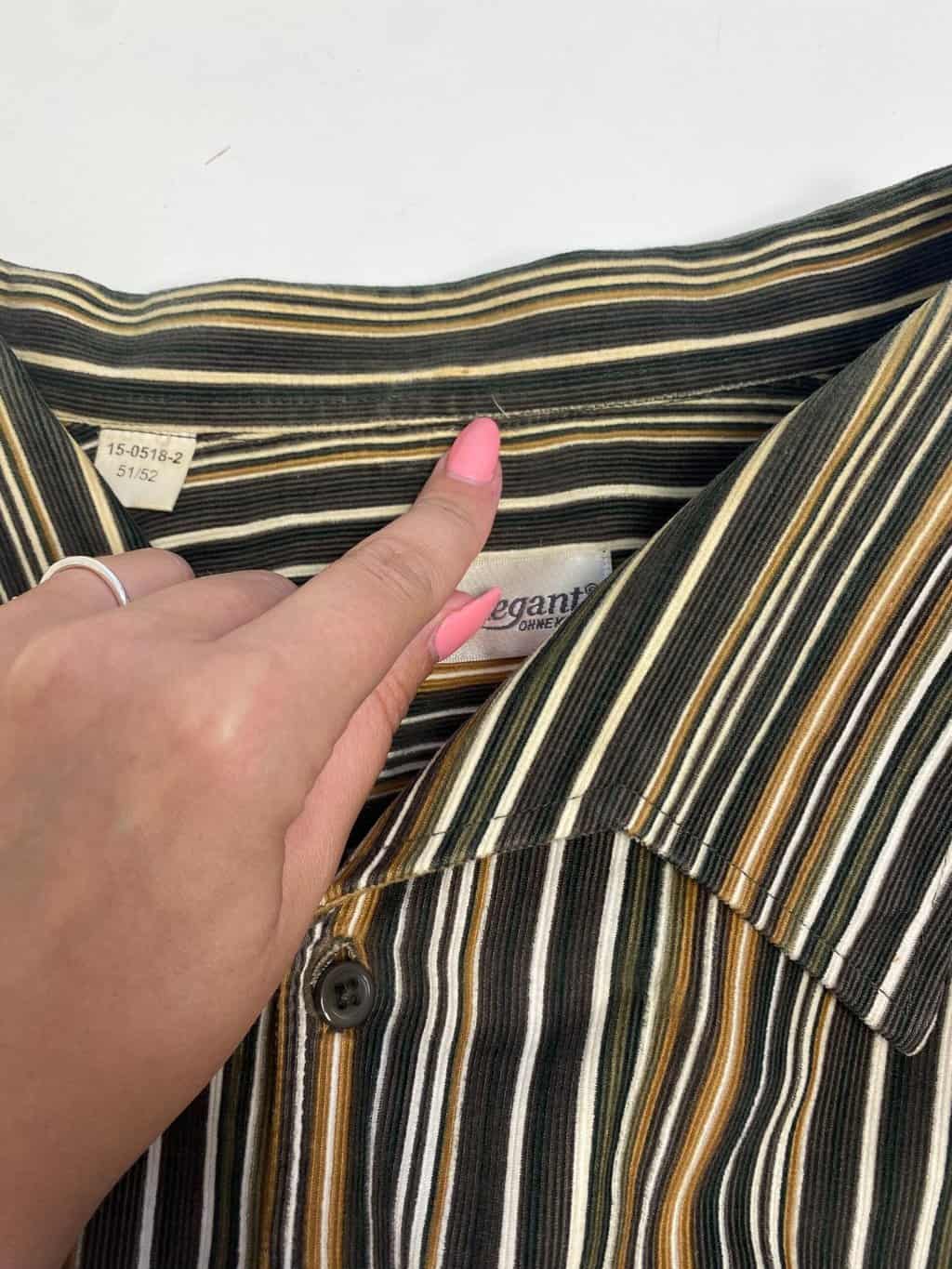 Vintage corduroy striped shirt in forest green, brown and white - 4XL - Image 4