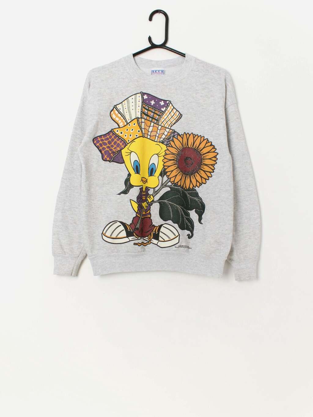 Vintage Tweetie Pie sweatshirt with sunflower - L
