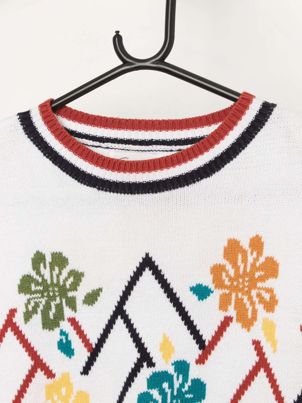 Vintage cotton short sleeve jumper with floral pattern - Medium - Image 2