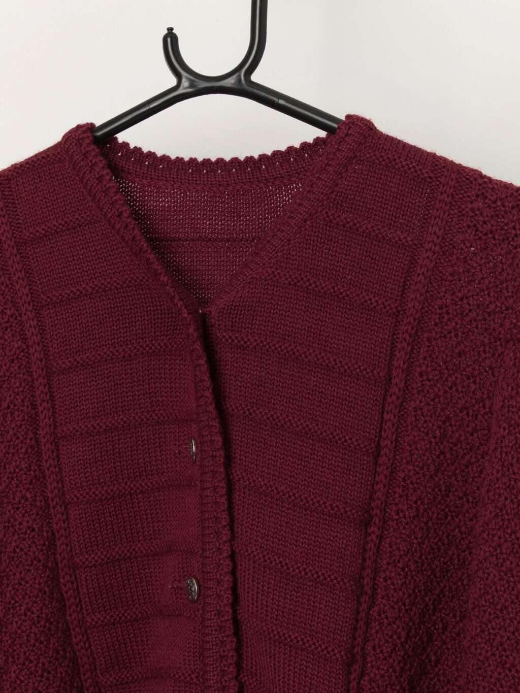 Vintage Austrian wool folk cardigan in burgundy - Small - Image 2