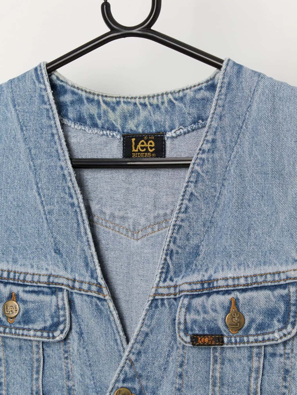 Vintage Lee Riders denim vest in stonewashed blue - S/M - Image 2