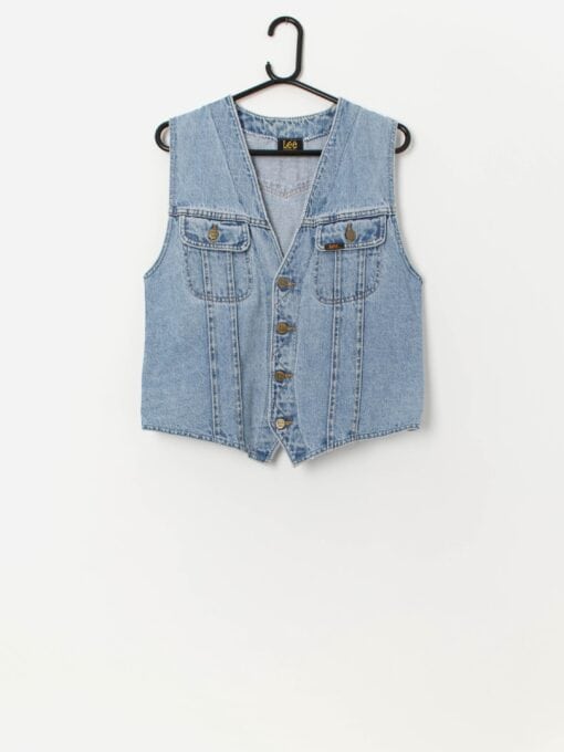 Vintage Lee Riders denim vest in stonewashed blue - S/M