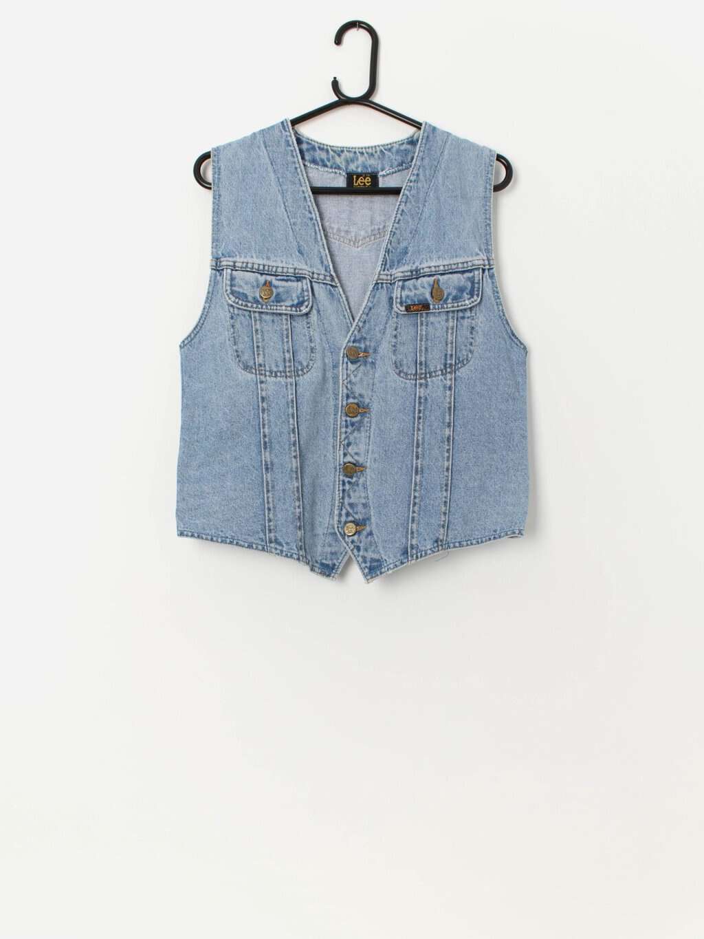 Vintage Lee Riders denim vest in stonewashed blue - S/M