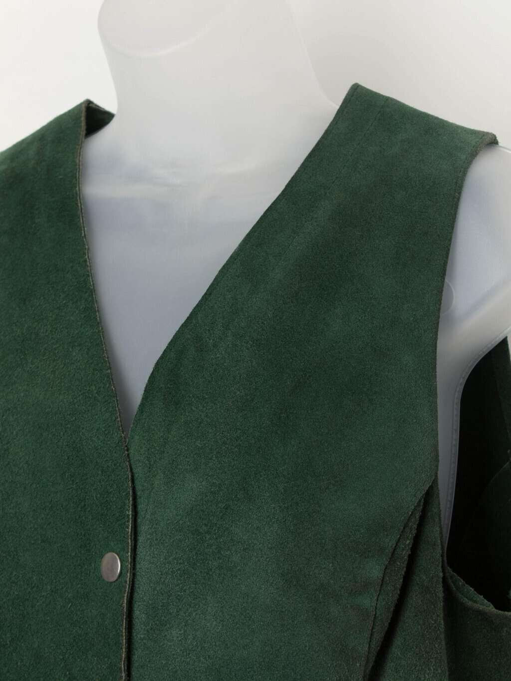 70s vintage suede long vest in forest green - Large - Image 2