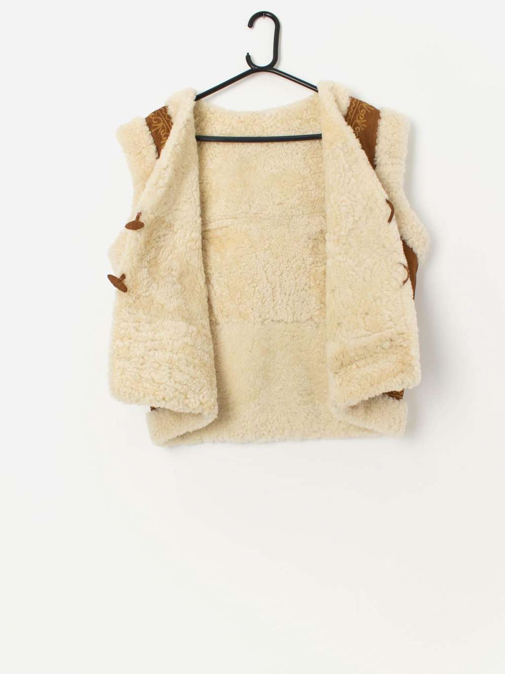 Rare 70s vintage embroidered Afghan sheepskin vest - M/L - Image 2