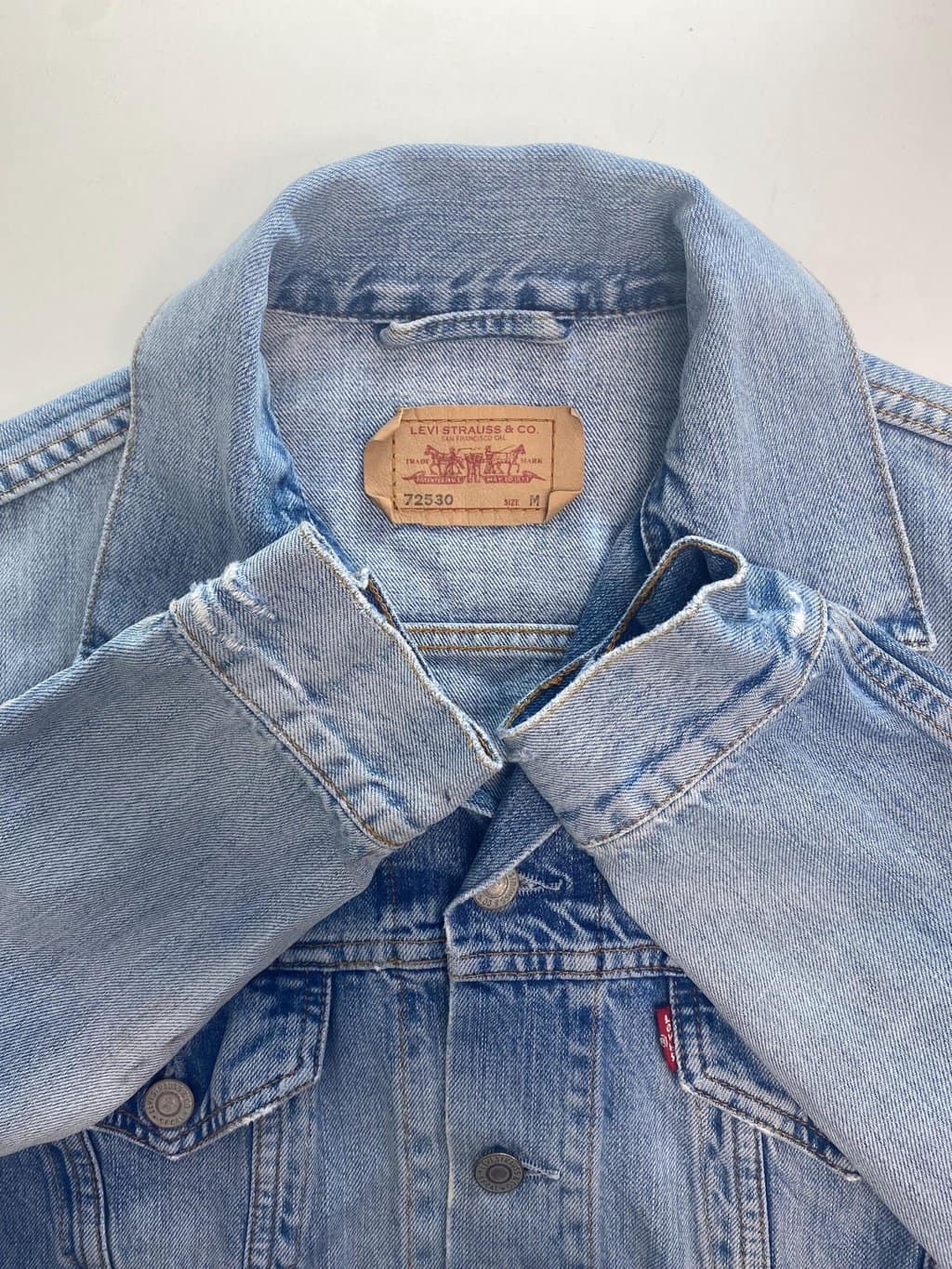 Customised vintage Levis denim jacket, light blue - S - Image 6