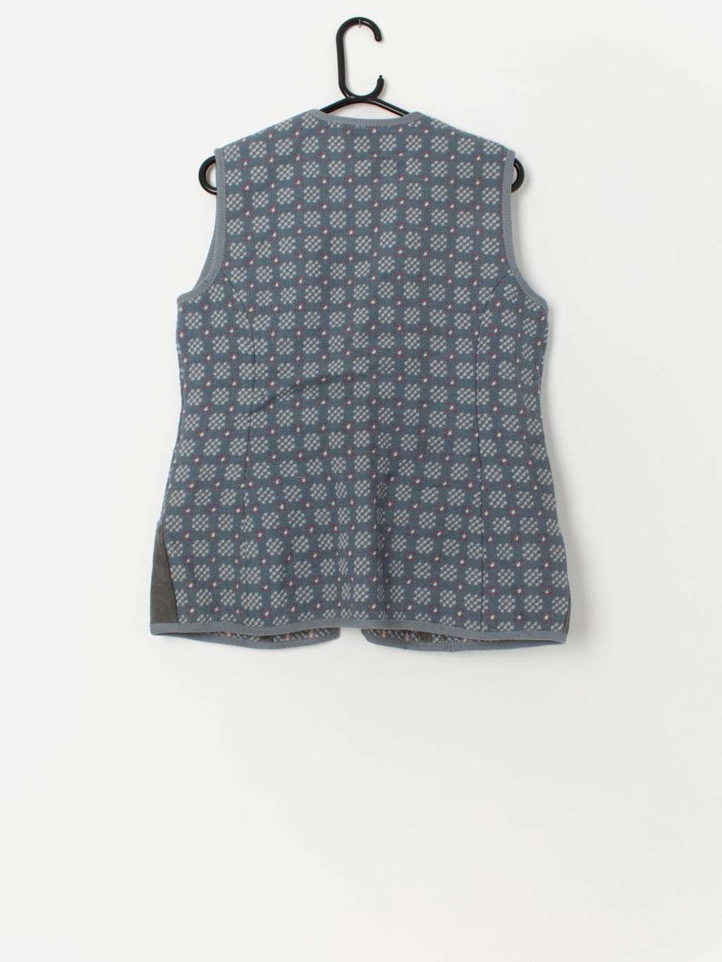 Vintage Welsh woven wool waistcoat vest with suede pockets - Medium / Large - Image 3