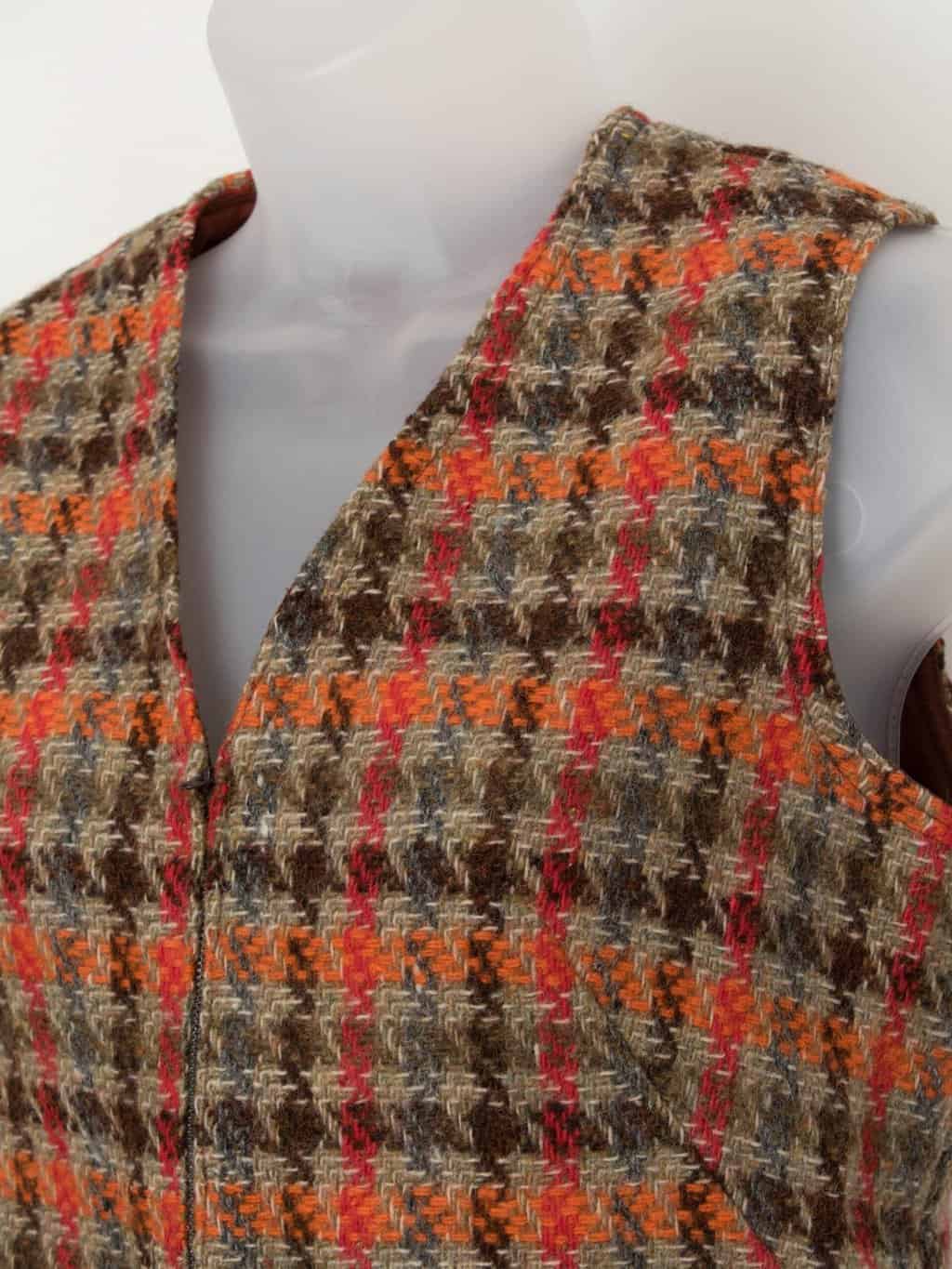 60s vintage zip front wool woven vest in autumn colours - Small - Image 2