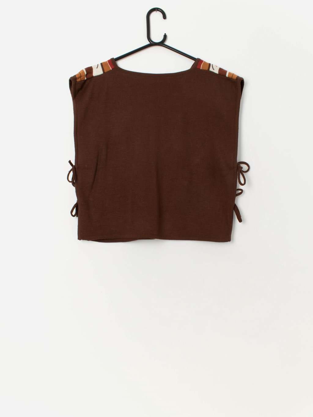 70s vintage knitted vest in beautiful autumnal colours - Medium - Image 3