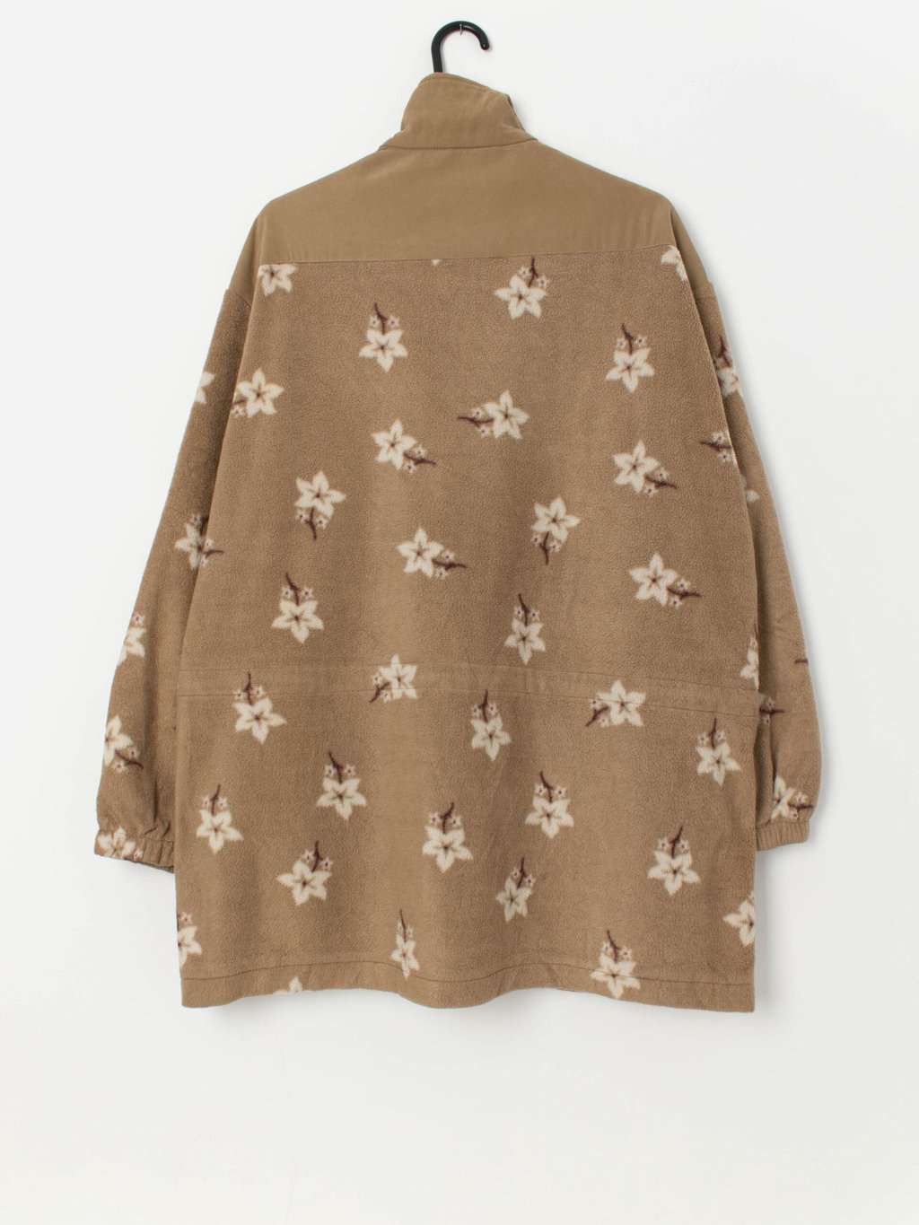 Vintage long floral fleece jacket in brown and white - Medium / Large - Image 3