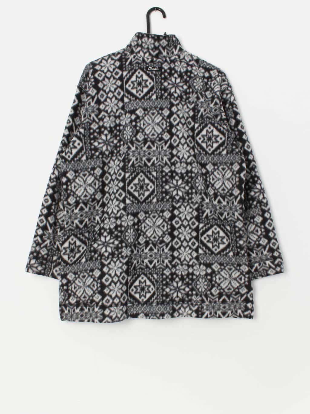 Vintage quarter zip fleece in black and white - Large - Image 3