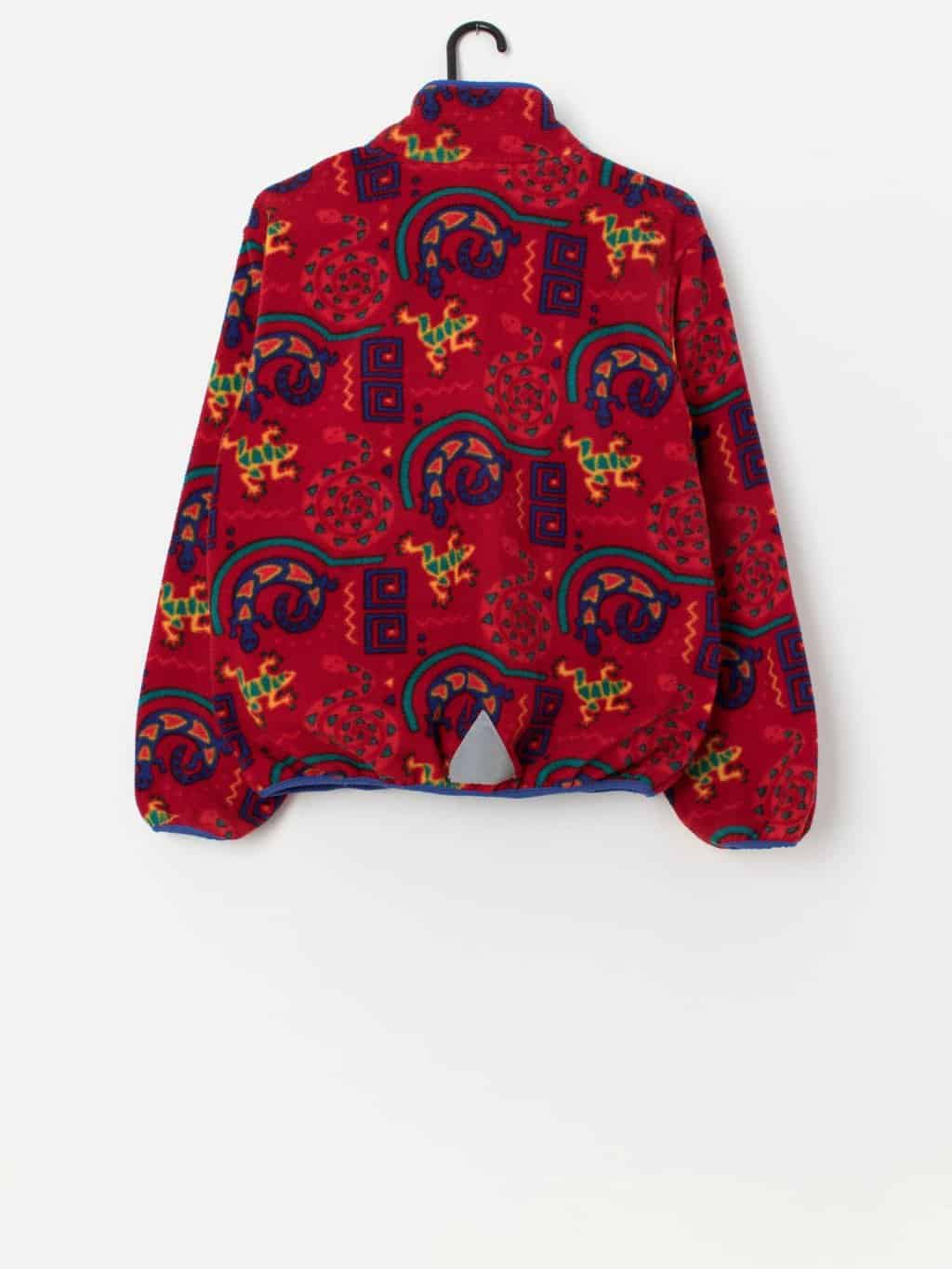 90s vintage women's lizard graphic red fleece, made in USA - Small - Image 2