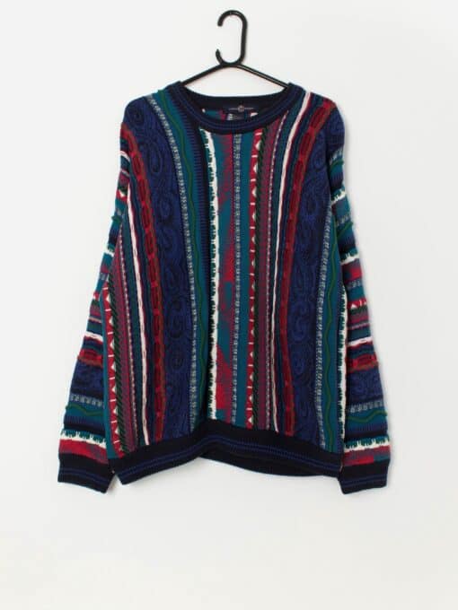 Vintage Cotton Traders coogi style jumper in red and blue - Large