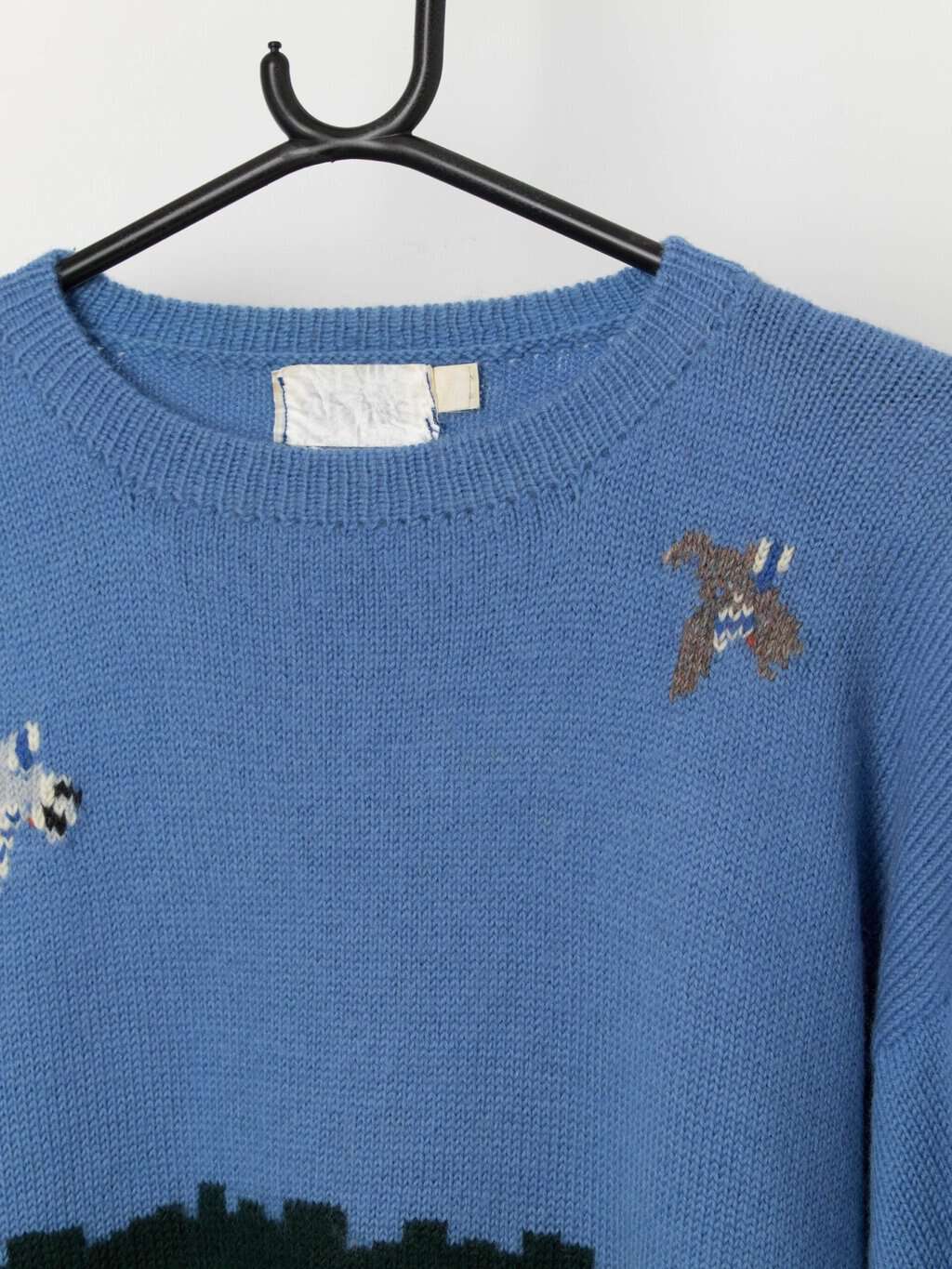 Vintage wool sweater with canal boat, ducks and cows - Medium / Large - Image 2