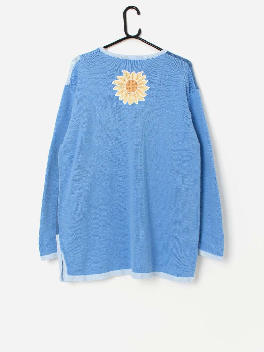 90s vintage sunflower jumper in blue cotton - XL - Image 3