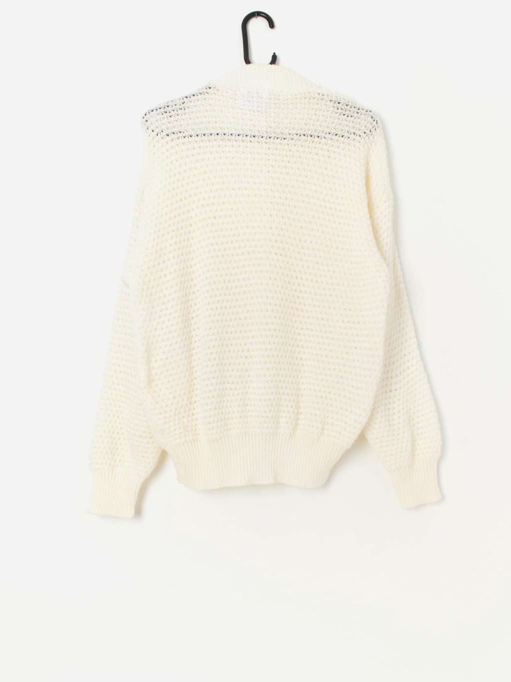 80s vintage cable knit cardigan by Snap, made in England - Medium / Large - Image 3