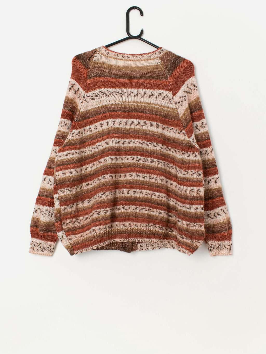 Vintage handknitted brown and rust orange cardigan - M/L - Image 3
