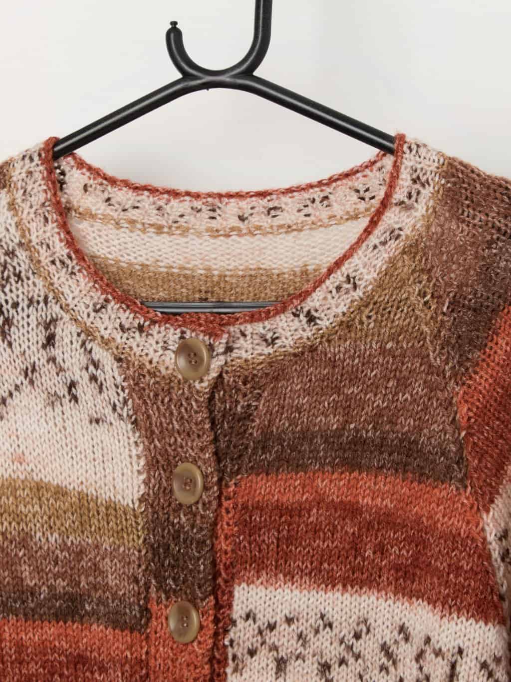 Vintage handknitted brown and rust orange cardigan - M/L - Image 2