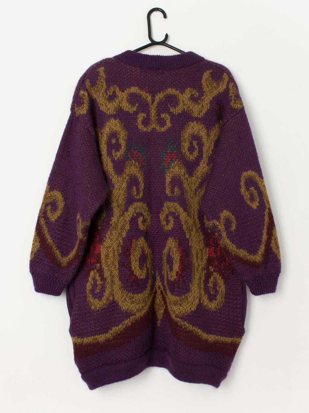 1980s vintage St Michael oversized cardigan in purple, made in UK - Large - Image 3