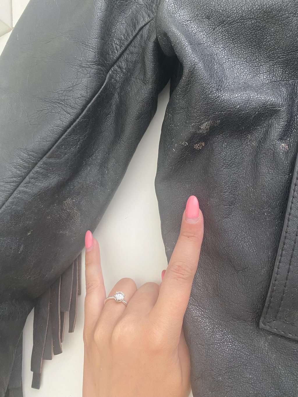 Vintage fringed studded black leather jacket - Medium - Image 9