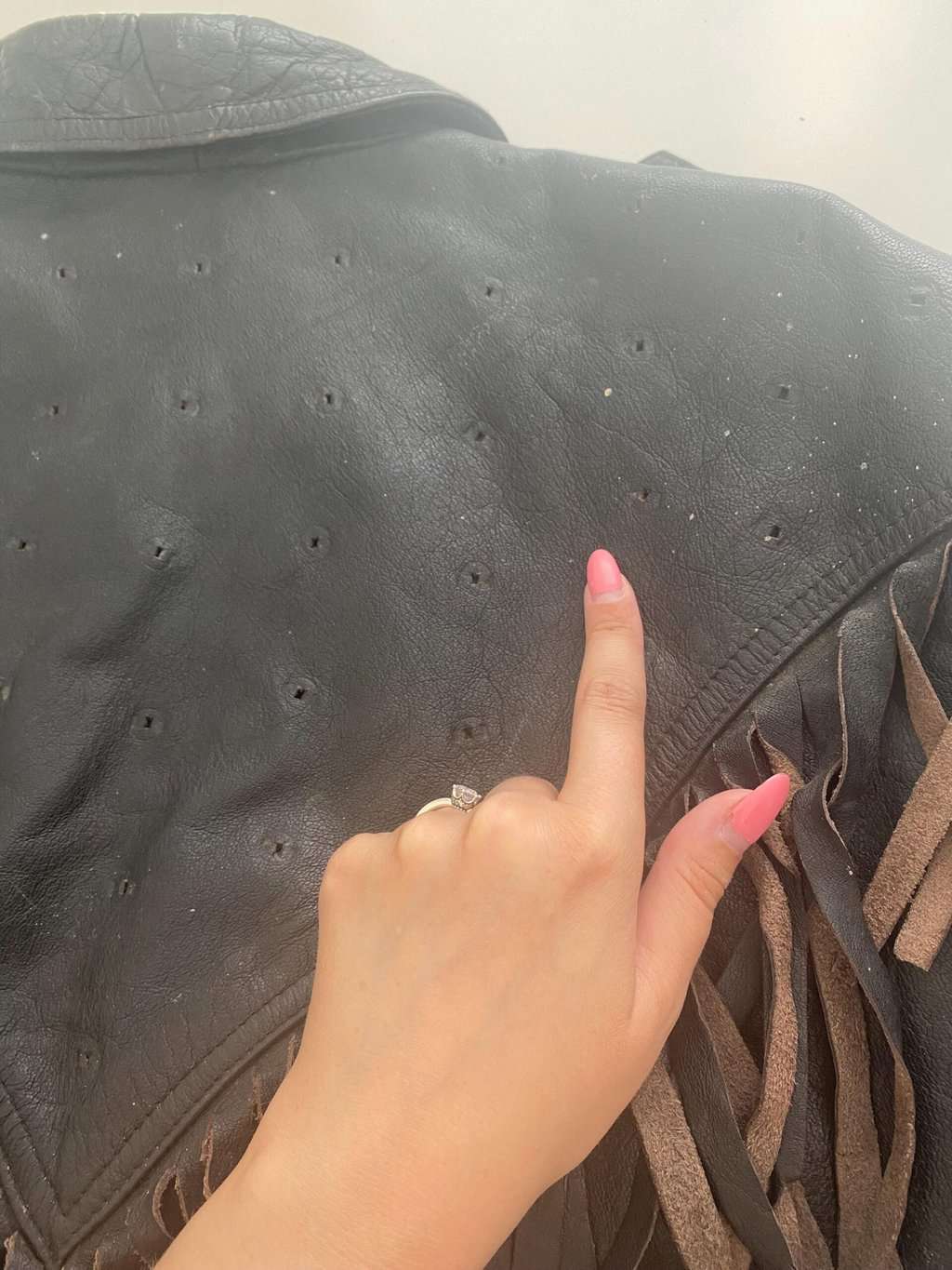 Vintage fringed studded black leather jacket - Medium - Image 10