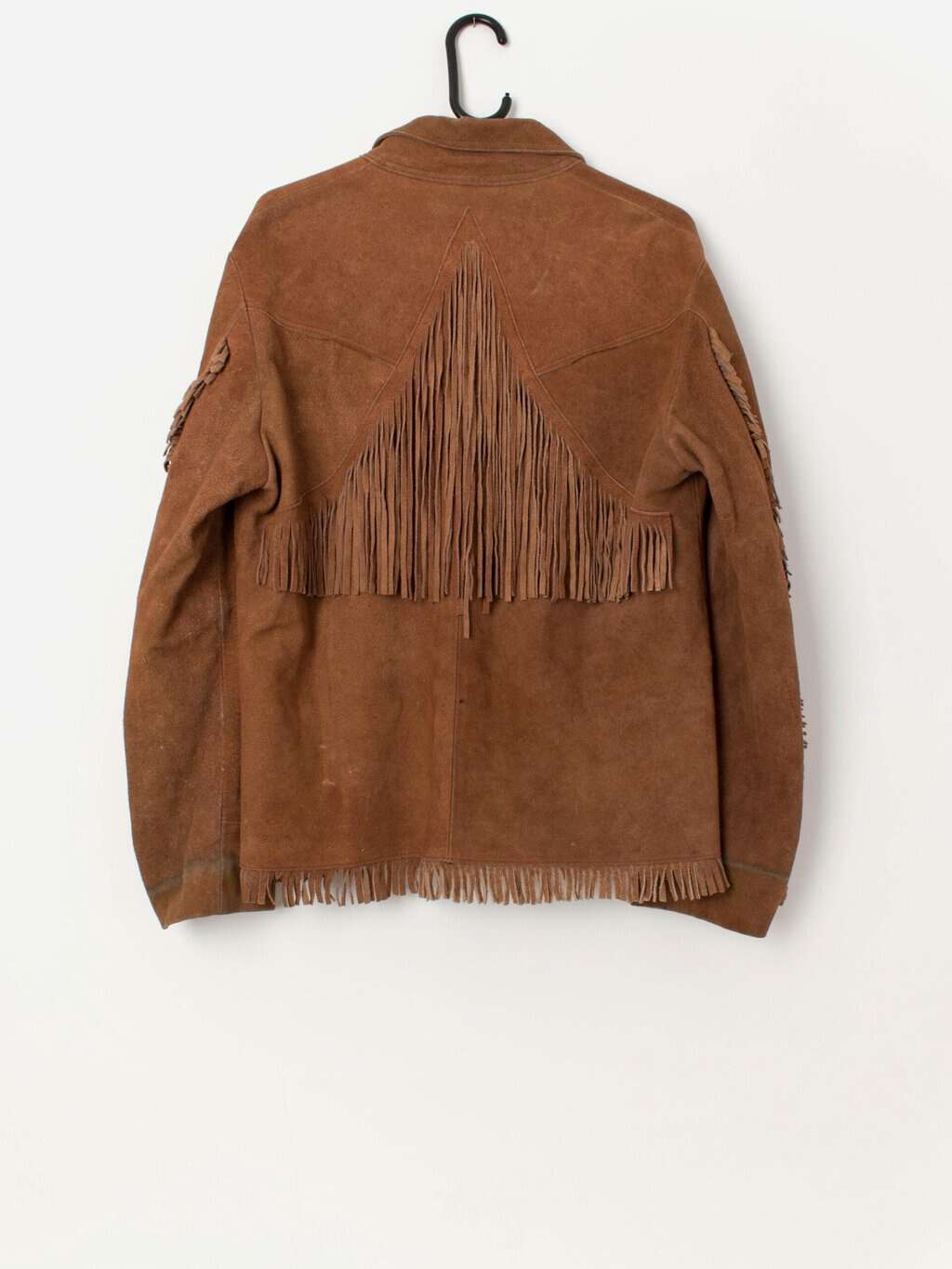 Men's 70s vintage suede fringed jacket in brown, made in Mexico - Medium - Image 4