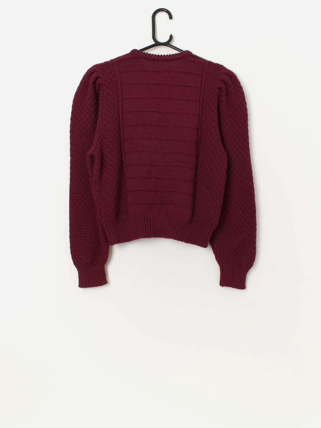 Vintage Austrian wool folk cardigan in burgundy - Small - Image 3