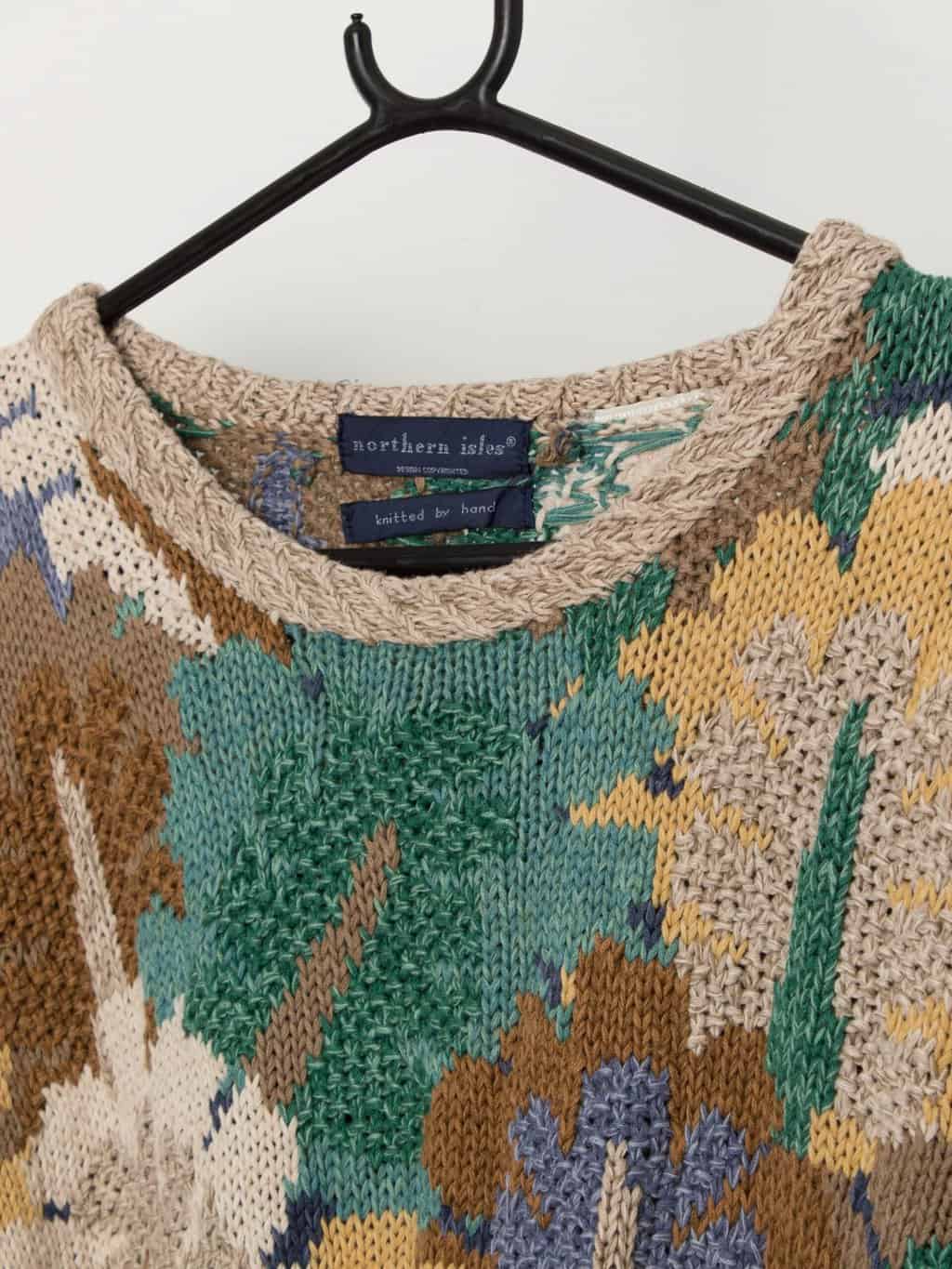 Vintage Northern Isles cotton handknitted jumper - Large - Image 2