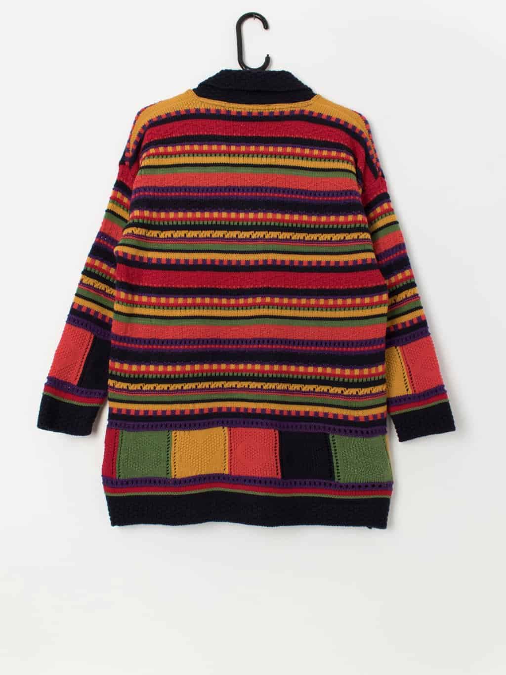 Vintage The Sweater Shop cardigan with multicoloured stripes - Medium - Image 3