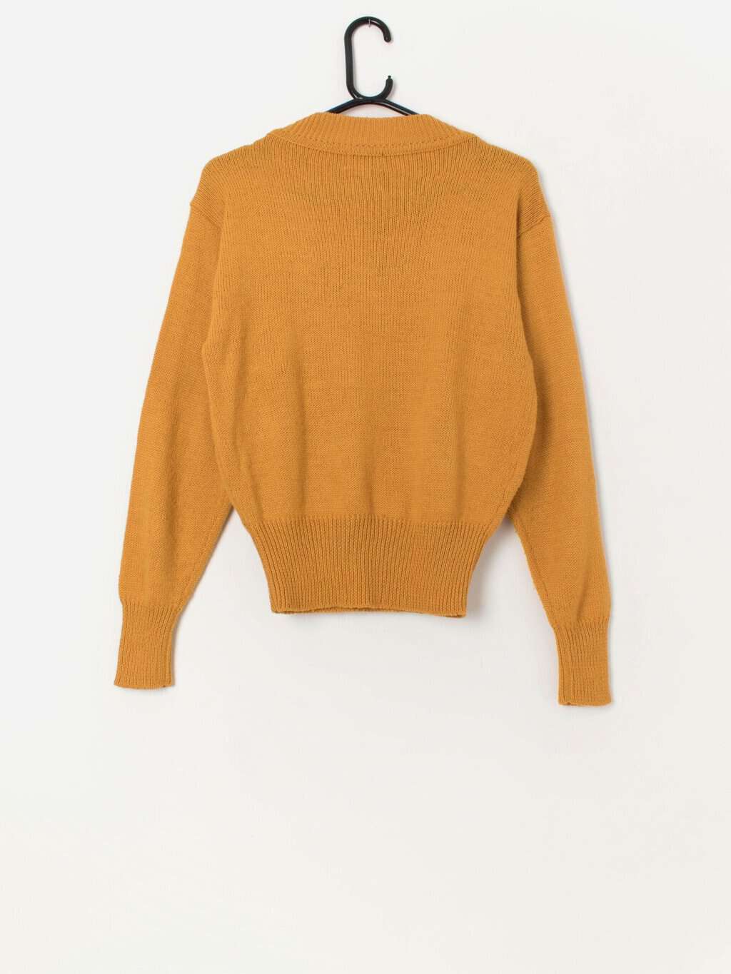 Vintage embroidered mustard yellow jumper, floral design  - Small / Medium - Image 3