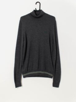 Fred Perry grey merino wool turtle neck jumper - Medium