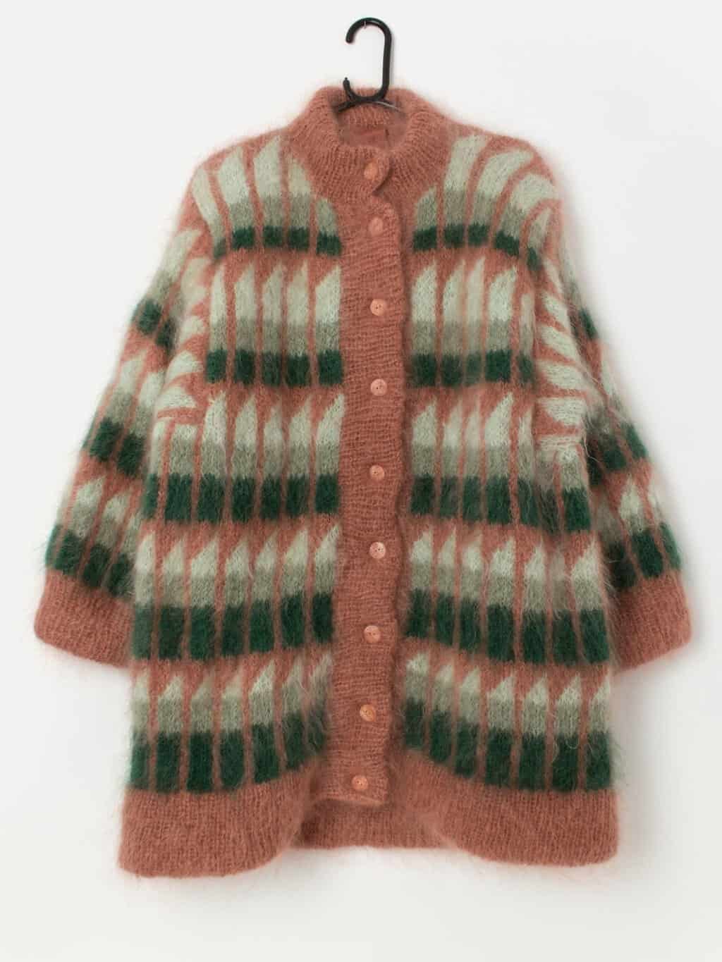80s vintage fluffy mohair cardigan coat - Medium / Large