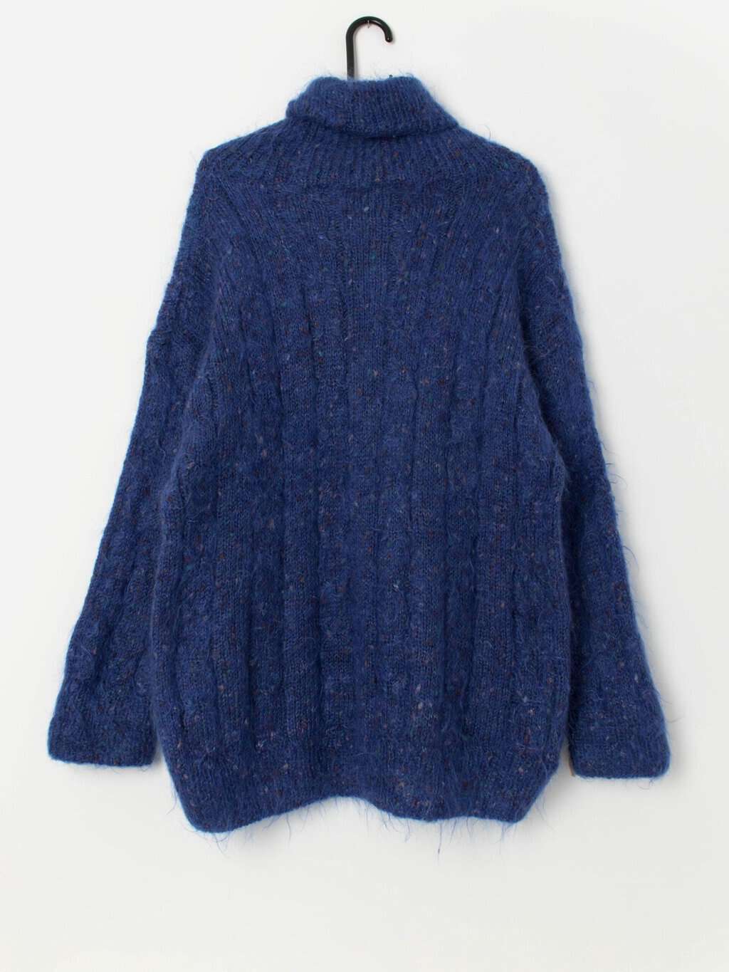 80s vintage handknitted blue mohair pullover jumper - Medium / Large - Image 3