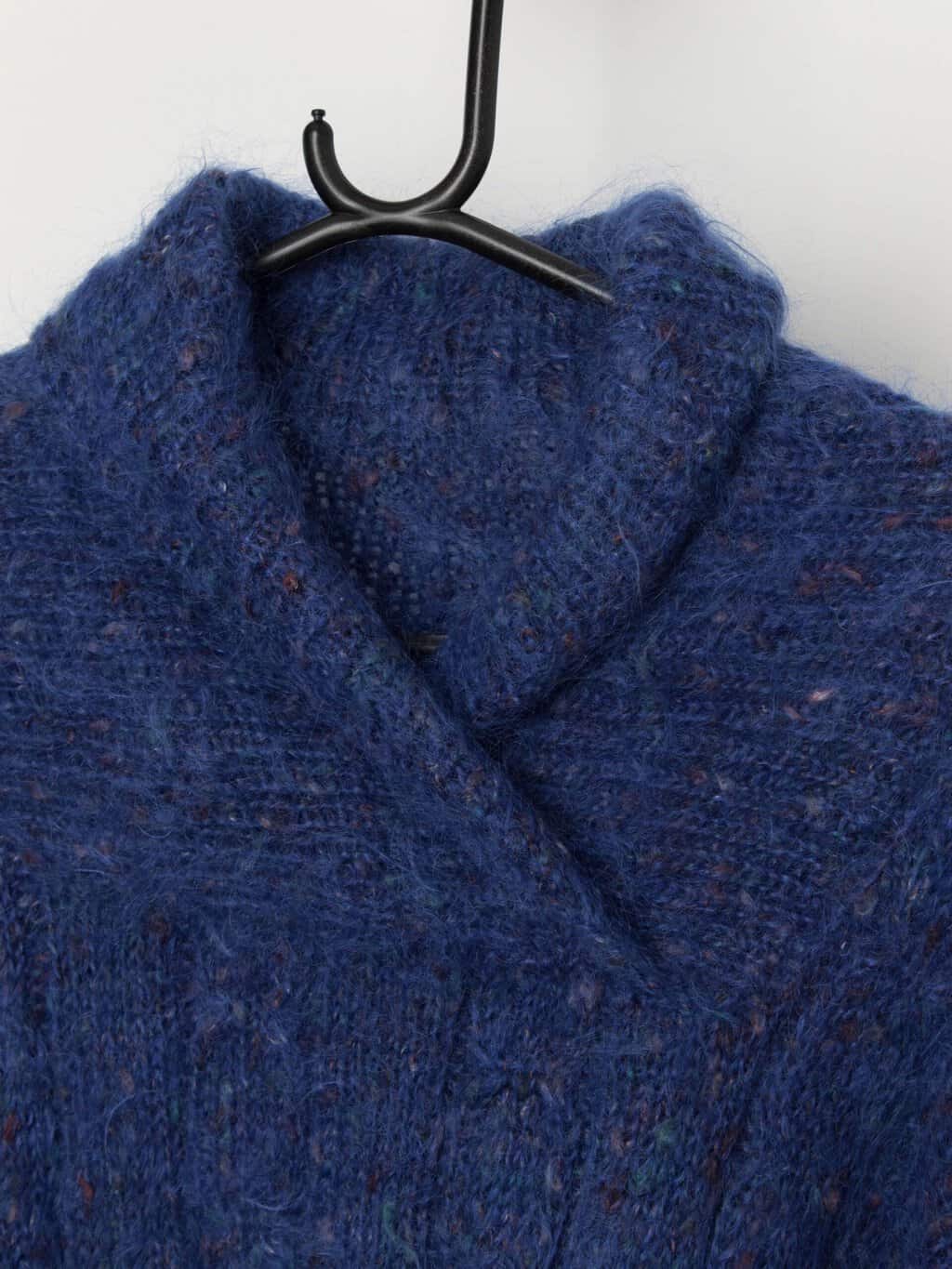 80s vintage handknitted blue mohair pullover jumper - Medium / Large - Image 2