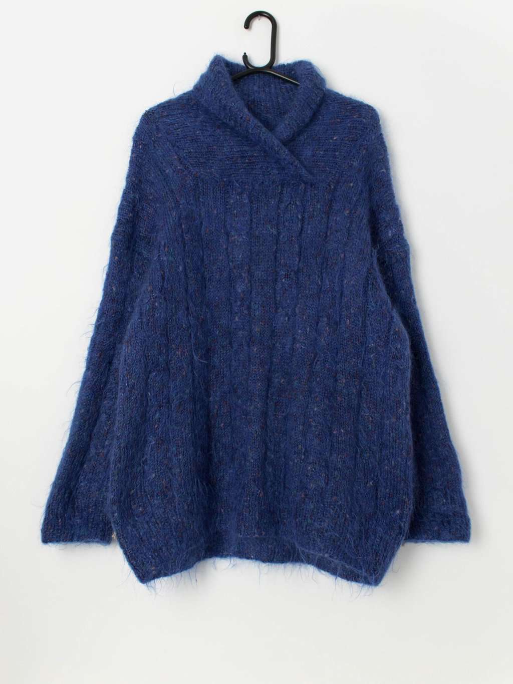 80s vintage handknitted blue mohair pullover jumper - Medium / Large