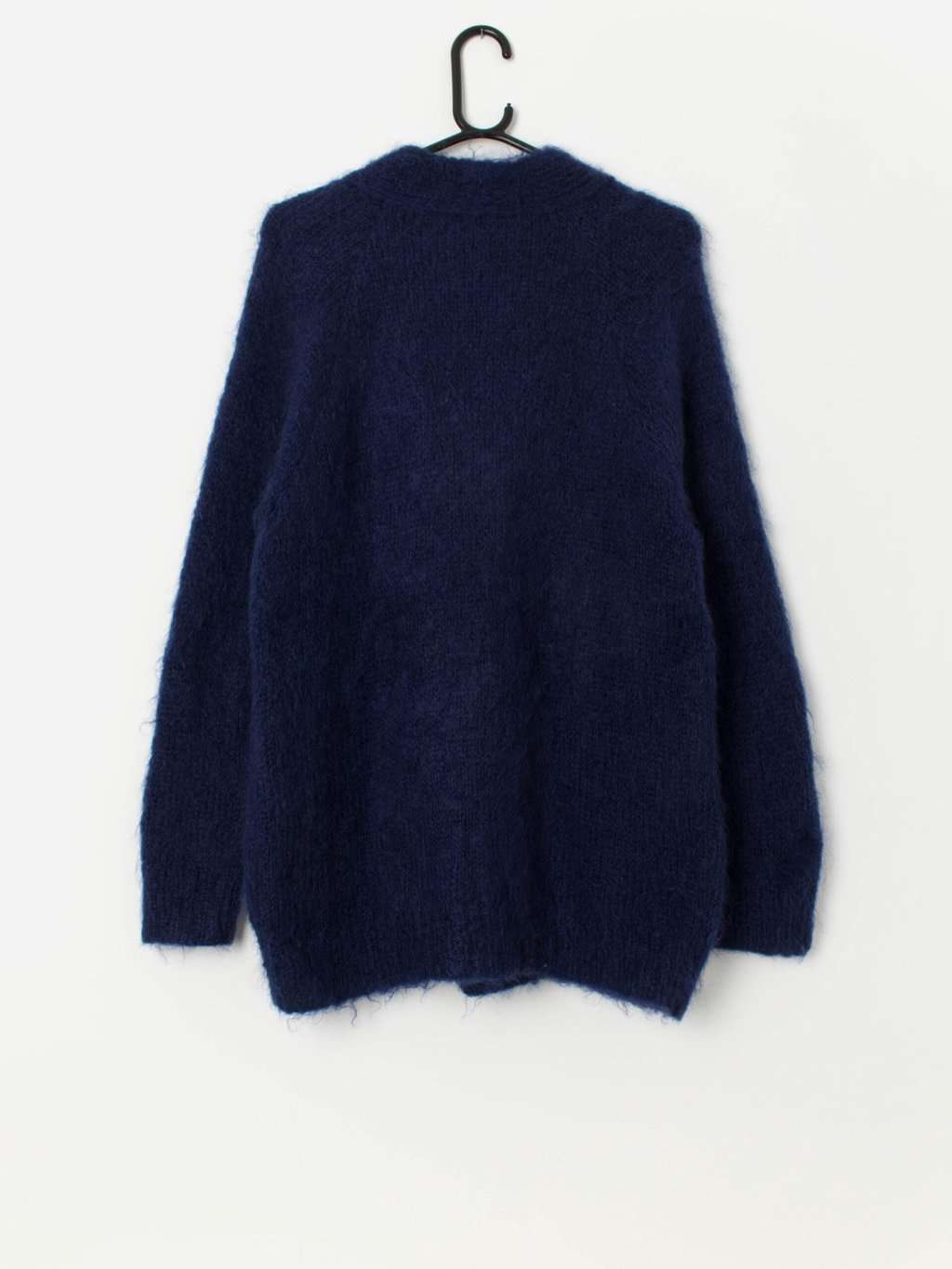 90s vintage handknitted blue longline cardigan with pockets - Small / Medium - Image 3