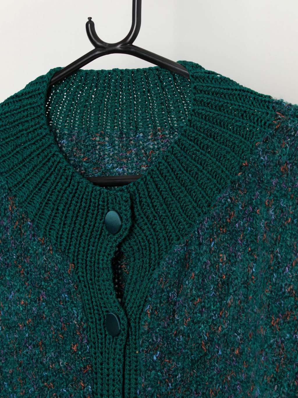 Vintage handknitted teal cardigan with matching buttons - Large / XL - Image 2