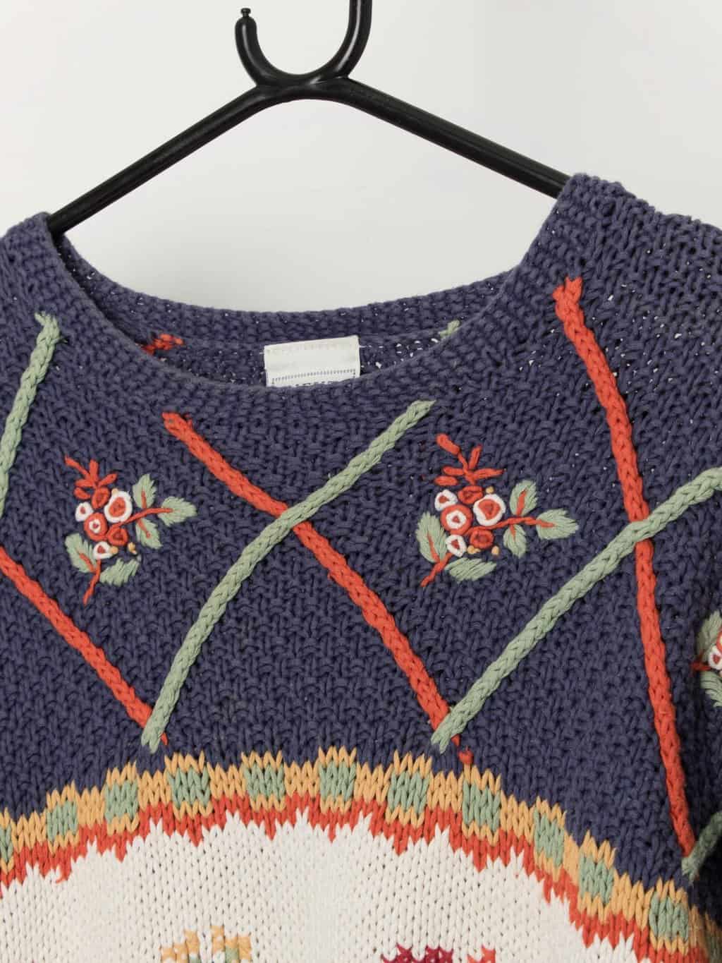 90s vintage Next cropped floral sweater - Small / Medium - Image 2
