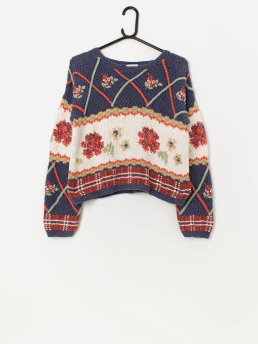 90s vintage Next cropped floral sweater - Small / Medium