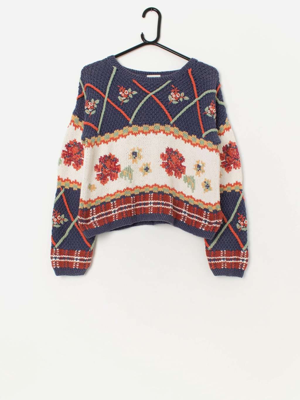 90s vintage Next cropped floral sweater - Small / Medium