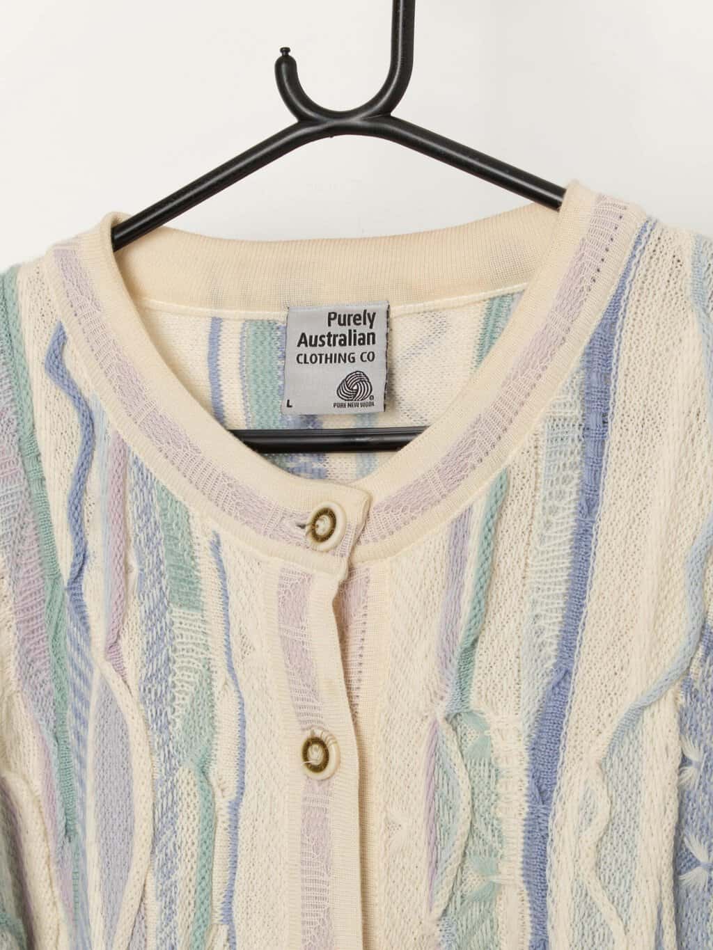 Rare Y2K vintage Coogi style pastel cardigan for women - Medium - Image 2