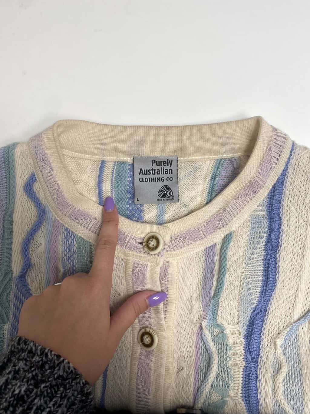 Rare Y2K vintage Coogi style pastel cardigan for women - Medium - Image 5