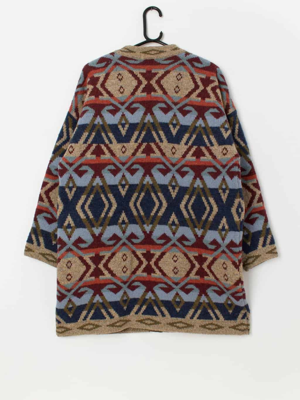 80s vintage zig zag cardigan, longline - Medium / Large - Image 3