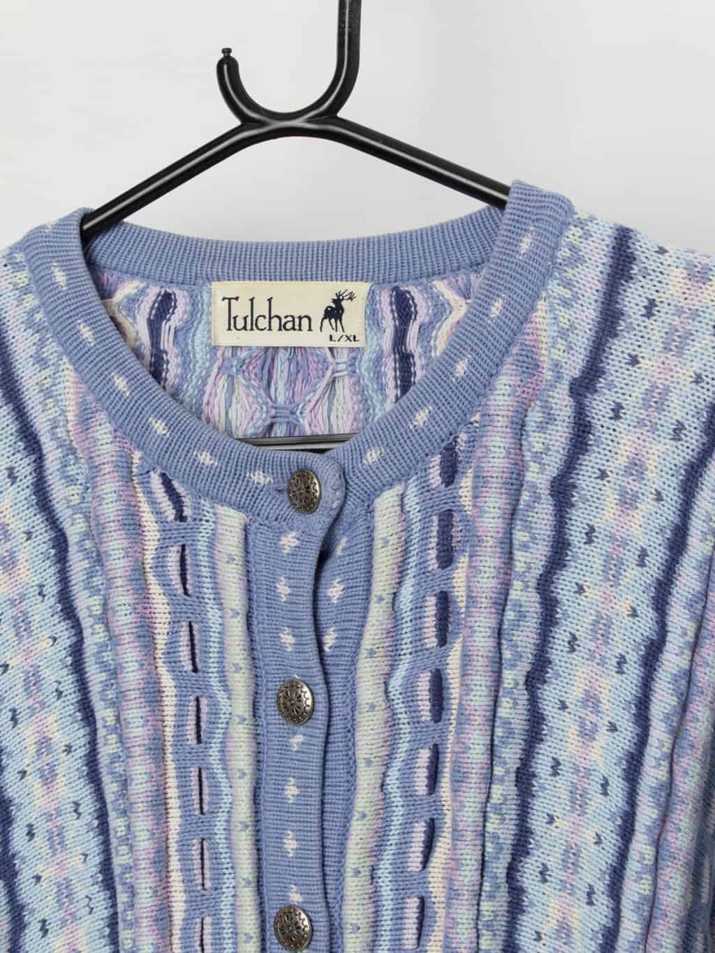 90s vintage Tulchan 3D knit wool cardigan - L - Image 2