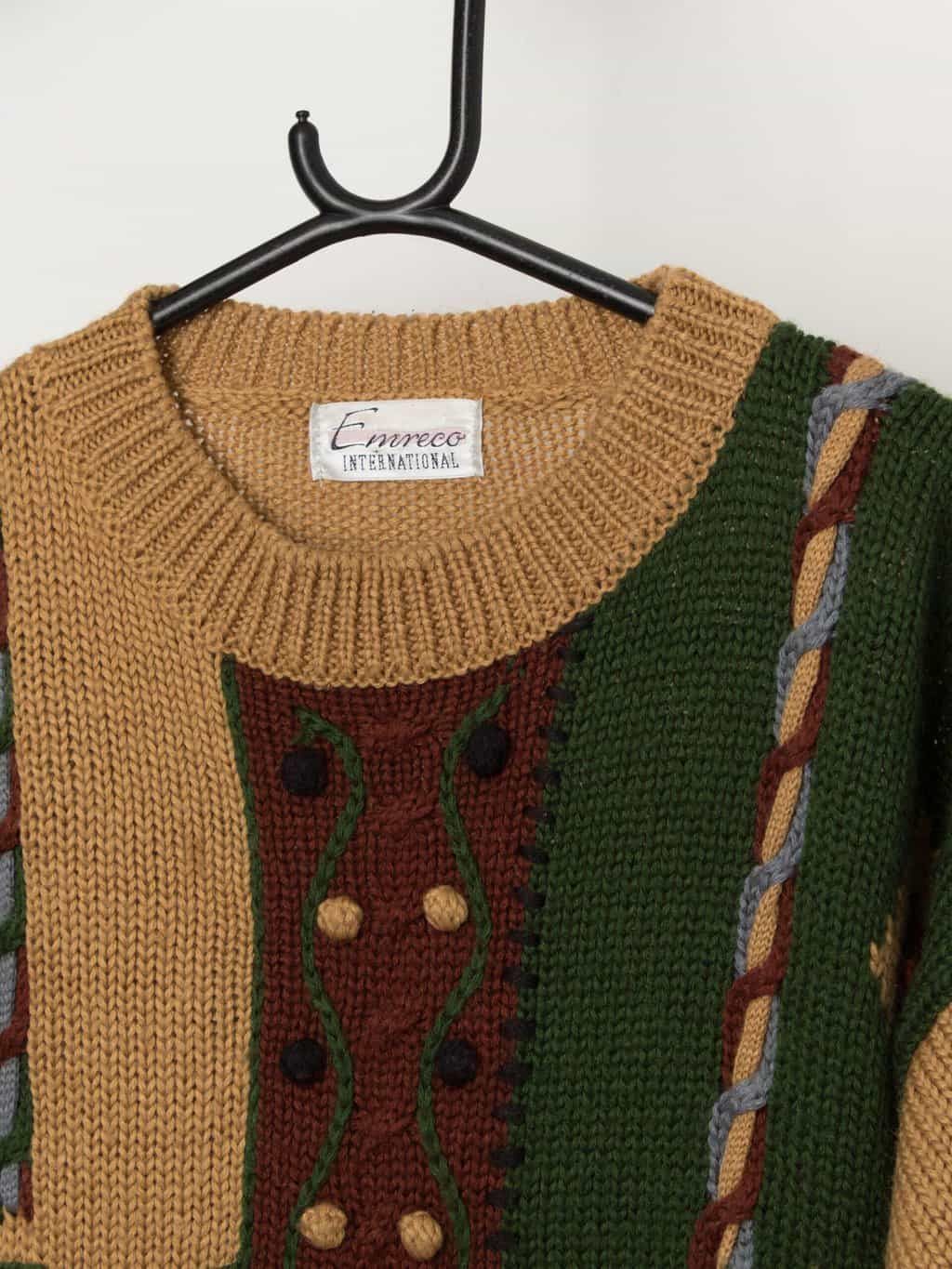 Vintage 3D knit autumn pullover sweater - Medium - Image 2
