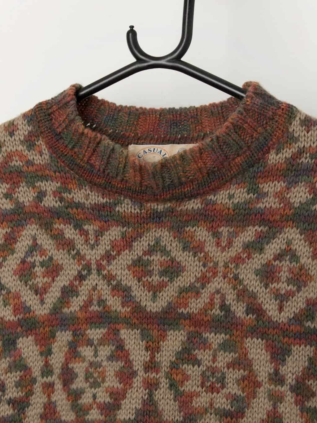 90s vintage men's wool jumper with mock neck - Large - Image 2