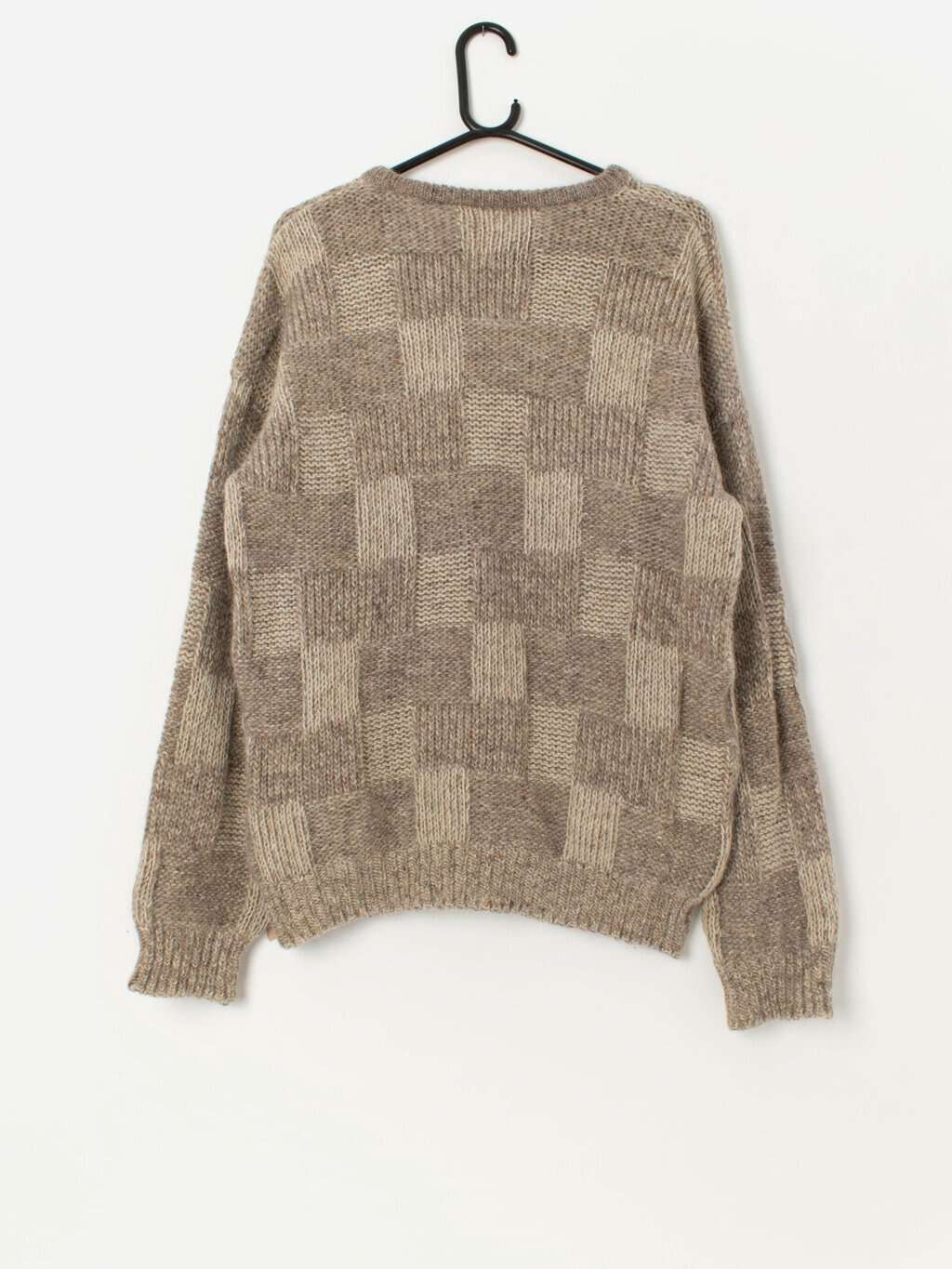 Vintage St Michael wool mohair jumper with mottled fabric and geometric pattern - Large - Image 3