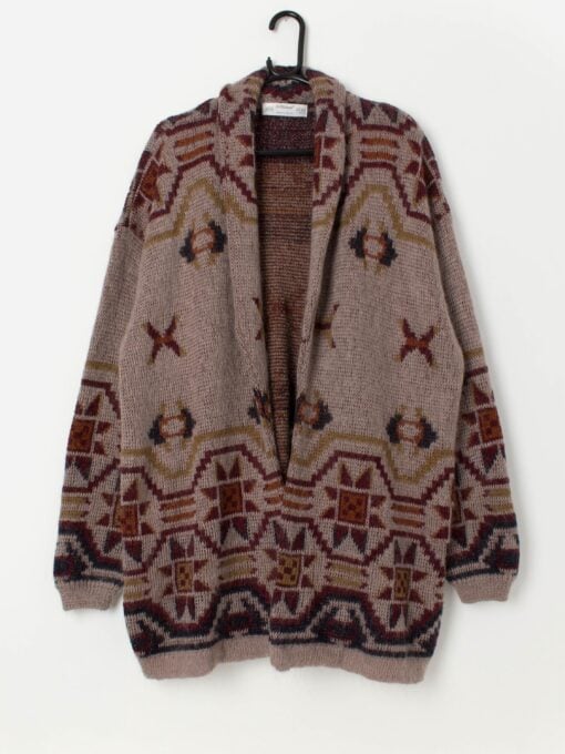 Vintage St Michael oversized cardigan in purple, orange and green, made in UK - Large